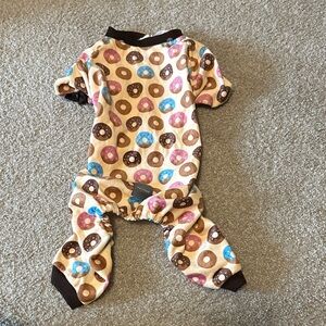 Cozy Donut Print Dog Pajamas - Brown and Blue
